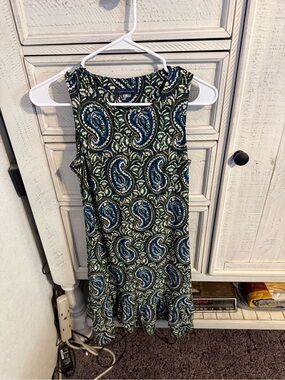 Tommy Hilfiger Sleeveless Paisley Midi Dress in Green & Blue